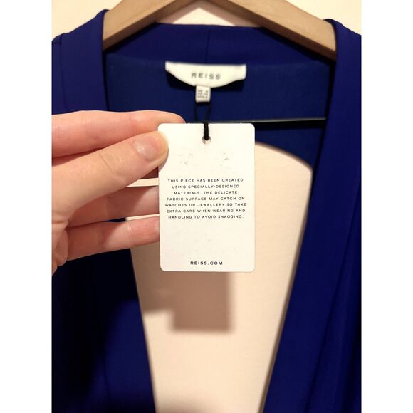 NWT Reiss Bailey Plunge Wrap Maxi Dress in Cobalt Blue Women's Size 4 - Picture 13 of 13